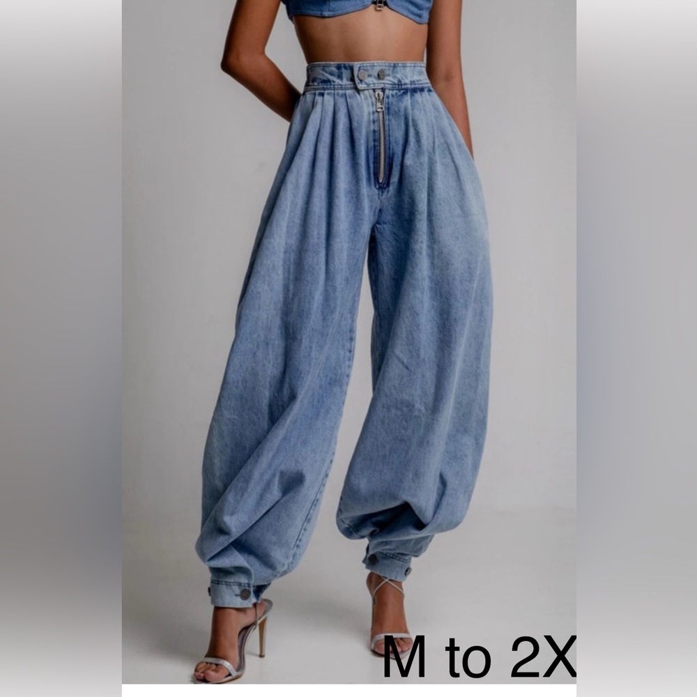 NWT MCCOLIN HIGH WAISTED WIDE LEG LIGHT WEIGHT DENIIM PANTS